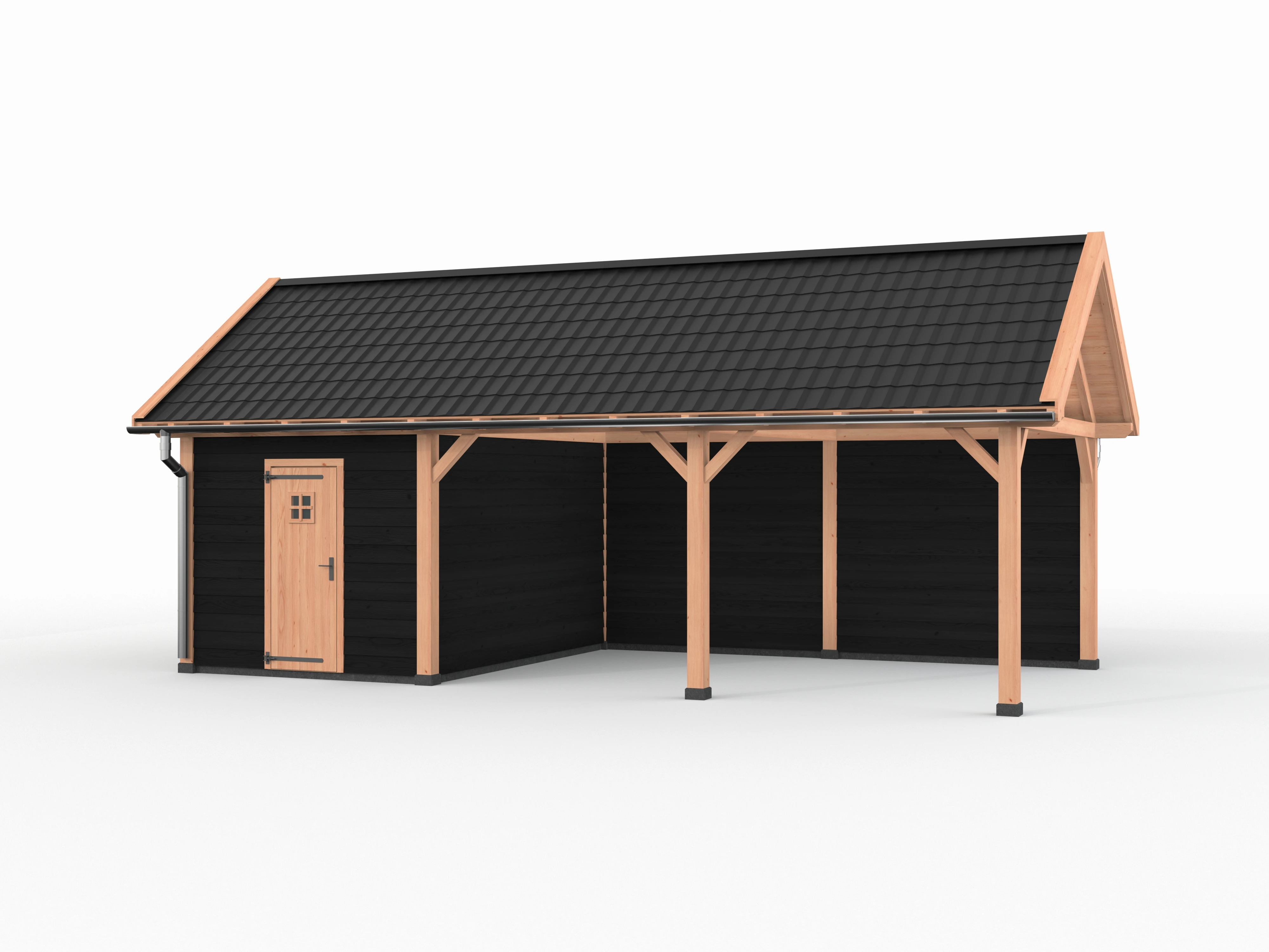 Douglas overkapping, 900 x 400, met schuur en achterwand, Westwood Vrijbuiter - Afbeelding 4